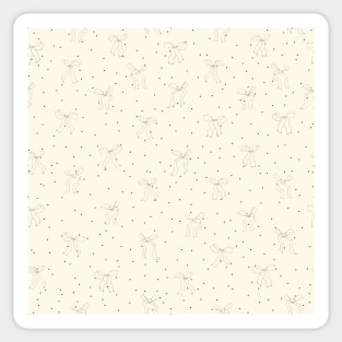 Coquette cream bows on a cream and black polka dot background pattern Sticker